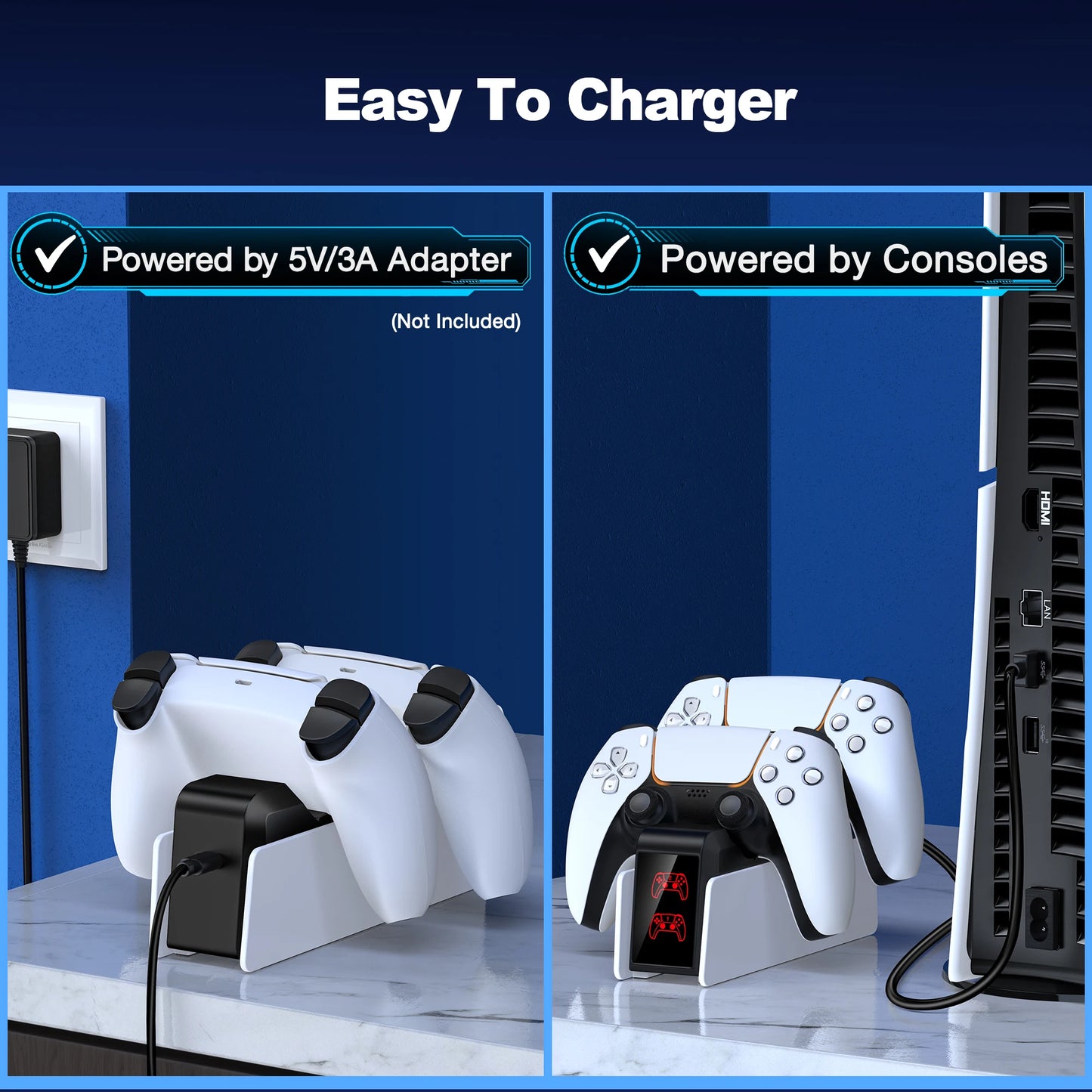 for PS5 Type-C DualSense Charging Station Dual Charging Dock