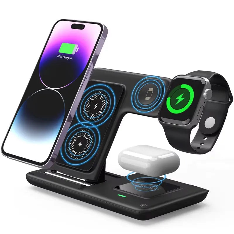 3 In 1 Wireless Charger Stand Pad For iPhone 16 15 14 13 Pro Max Plus iWatch AirPods 3/2 Fast Charging Station Dock Phone Holder
